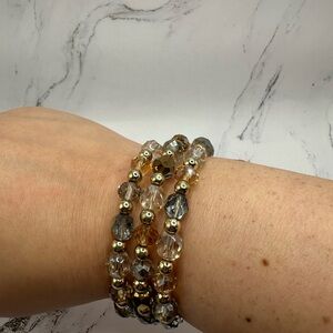 Elegant Gold and Silver Beaded Wrap Bracelet